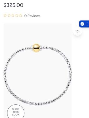 Two-Tone Twisted Cable Bracelet with Gold Bead